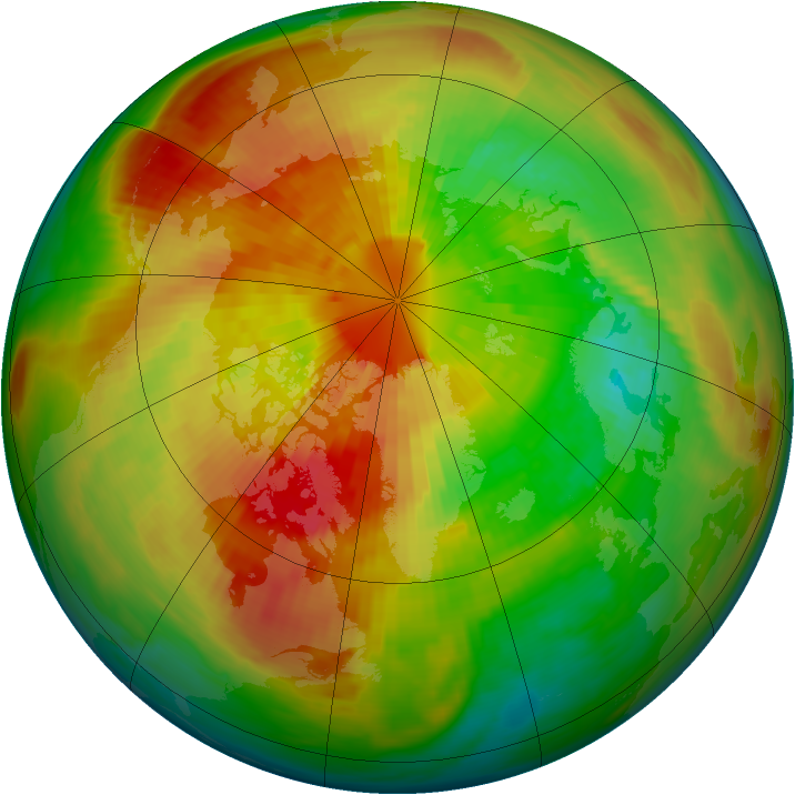 Arctic ozone map for 18 March 1992